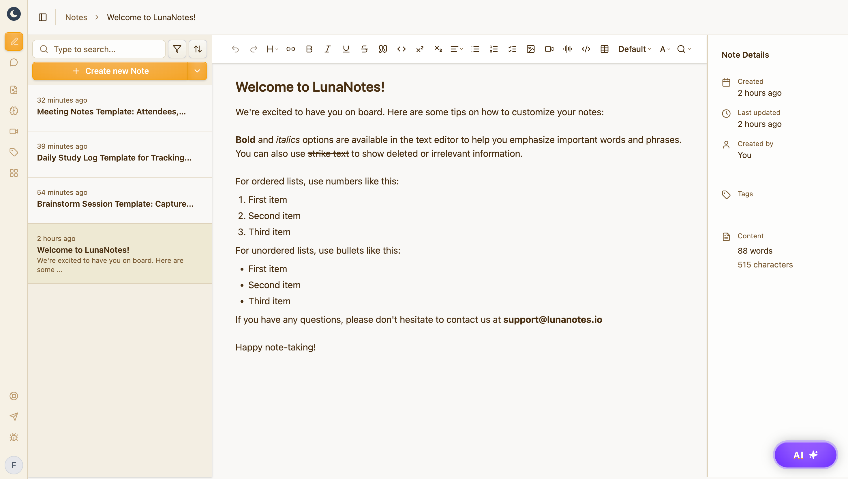 Intelligent Note Generation