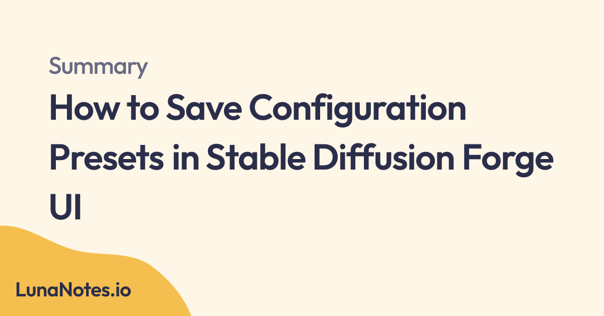 How To Save Configuration